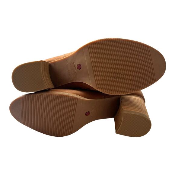 Blondo Boots Women 10 NOA Cognac Nubuck Waterproof Side Zip Ankle Block Heel - Picture 11 of 12